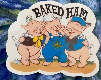 Vinyl Three Little Pigs sticker- Baked Ham