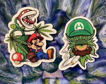 Vinyl stickers - Mario and Luigi smoking. Set of 2 stickers
