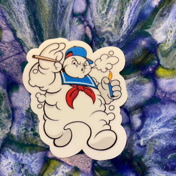 Vinyl Sticker - Stay Puft Marshmallow Man smoking