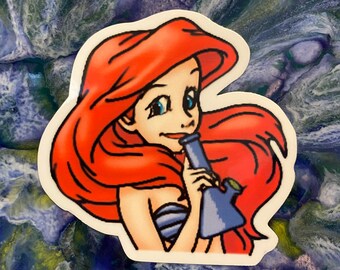 Vinyl sticker - Ariel with bong