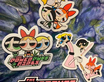 Vinyl stickers - Powerpuff Girls - smoking - Dabs - 4 piece set