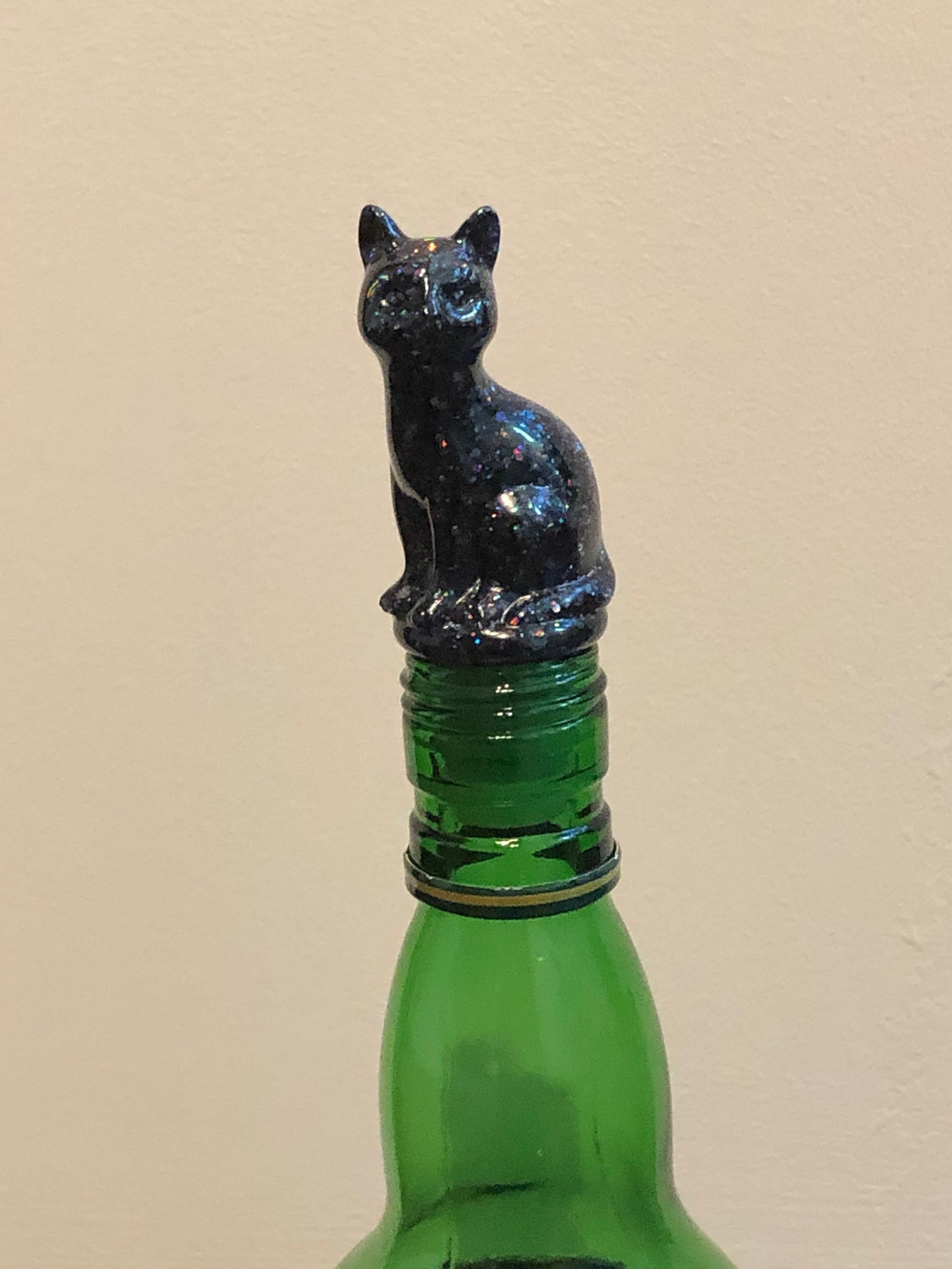 Bouchon de bouteille en forme de chat en résine