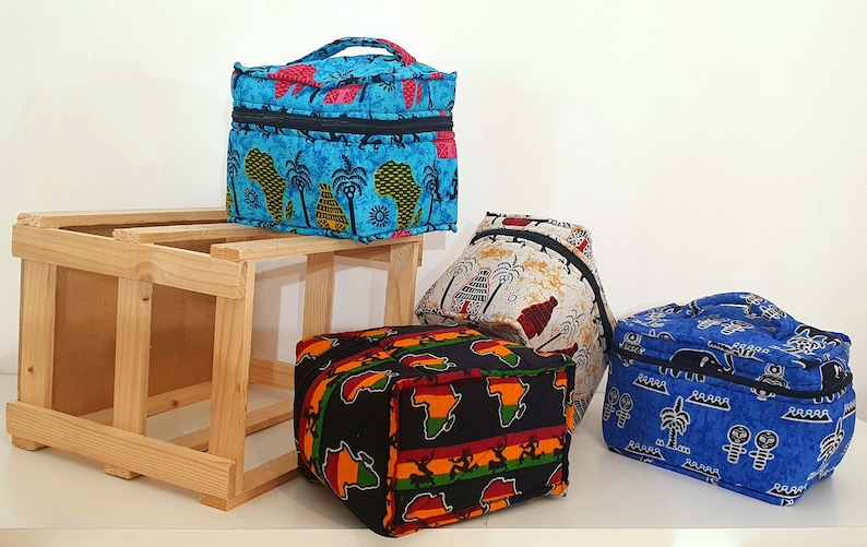 Vanity Bag in African Wax Fabric; Mini Tote Bag in Wax; Wax Fabric Storage Kit; Wax pouch