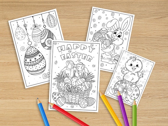 Easter coloring pages for kids. Spring and Easter themed