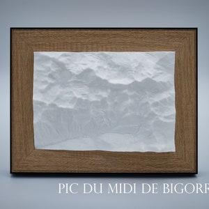 Pic du Midi de Bigorre - Pyrénées - Carte 3D  - Carte 3D avec ou sans cadre - Carte topographique en relief