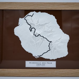 La Réunion - Diagonale des Fous - Carte 3D avec cadre - Carte topographique en relief