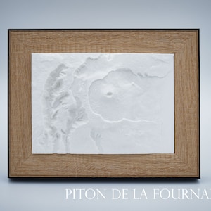 Piton de la Fournaise - La Réunion- Carte 3D  - Carte 3D avec ou sans cadre - Carte topographique en relief