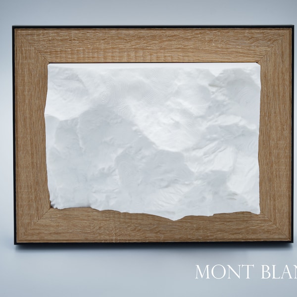 Mont Blanc - Alpes - Carte 3D  - Carte 3D avec ou sans cadre - Carte topographique en relief