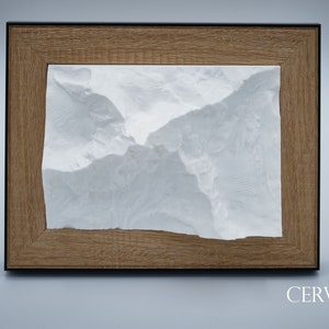 Cervin, Matterhorn - Alpes - Italie -Suisse - Carte 3D  - Carte 3D avec ou sans cadre - Carte topographique en relief