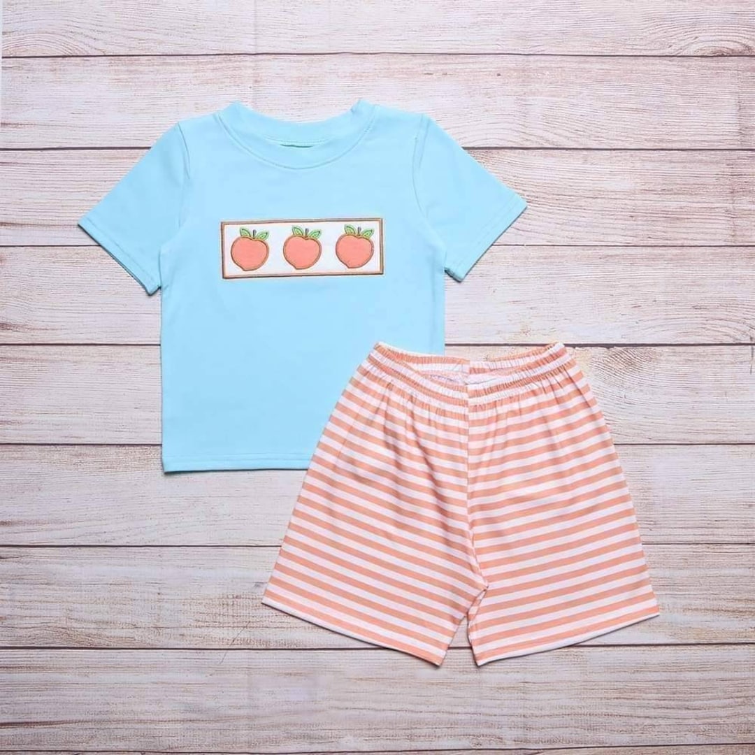 Kids Cute Teddy Bear Peach Co-Ord Set – Soft T-Shirt & Shorts Outfit main image 1