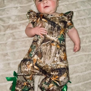 Camo Girl Romper (no accessories included) toddler/ baby/ hunting/opening day/ girls camoflauge/ country baby/Little Sister/Hunting Buddy