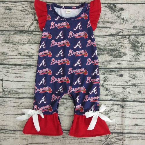 Atlanta Braves Baby Girl Romper Braves Baby Clothes Atlanta Etsy
