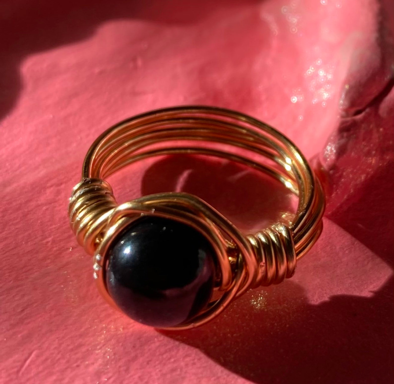 Black bead ring | Etsy