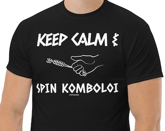 Mantieni la calma e gira Komboloi, Camicia greca, Divertenti magliette greche, Regalo per la Grecia, Papou, Tshirt greca, Regali greci per Baba, Papou