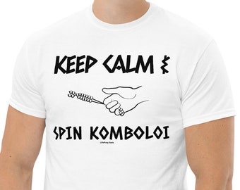 Keep Calm and Spin Komboloi, Greek Shirt, Funny Greek tshirts, Gift for Greece, Papou, Greek tshirt, Greek Gifts for Baba, Papou