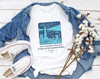 Lighthouse Shirt, Matthew 5 14, Lighthouse geschenken, Licht TShirt, Kerk shirt, Be the light shirt, God T-Shirt, opbeurend t-shirt