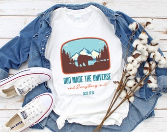 Tshirt orso, campo cristiano, maglietta di montagna, esplorare camicia, regalo avventuriero, camicia da campeggio, camicia camper, camicia da trekking, camicia da esterno