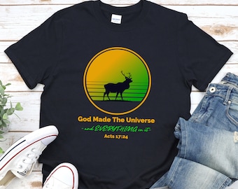 Maglietta da montagna, camicia da campeggio, t-shirt da campeggio, camicia da caccia, camicia naturale, camicia da trekking, campo cristiano, camicia di alce, maglietta di Dio, magliette di Dio