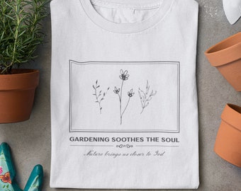 T camicia da giardinaggio, camicia da giardinaggio, regalo giardiniere, magliette cristiane, regalo per giardiniere, amante del giardino, amante delle piante, camicia del giorno della Terra, dio tee