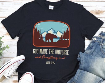 Tshirt orso, campo cristiano, maglietta di montagna, esplorare camicia, regalo avventuriero, camicia da campeggio, camicia camper, camicia da trekking, camicia da esterno