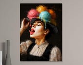 Bollenhut Eiscreme Kunstdruck – Schwarzwaldmädel Acrylgemälde‚ Ice Ice Baby Moderne Dekoration