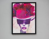 Schwarzwald Bild HILDA, Bunte Interpretation des Schwarzwaldmädels mit Bollenhut - Modernes Gemälde auf Leinwand als Wanddekoration Geschenk
