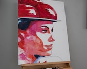 FRIEDA, Schwarzwaldmädel mit Bollenhut - Modernes und buntes Gemälde auf Leinwand, Wandekoration, Schwarzwald Bild