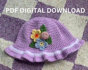 Angel Cake Bucket Hat Crochet PATTERN ONLY - Strawberry Shortcake Inspired