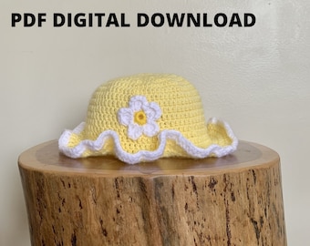 Lemon Meringue Bucket Hat Crochet PATTERN ONLY - Strawberry Shortcake Inspired