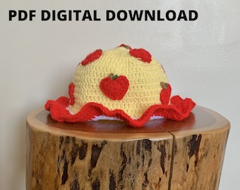 Apple Dumplin' Bucket Hat Crochet PATTERN ONLY - Strawberry Shortcake Inspired