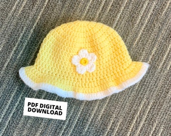Floral Crochet Baby Bucket Hat PATTERN ONLY