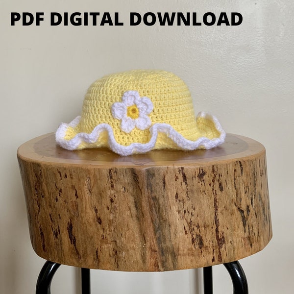 Lemon Meringue Bucket Hat Crochet PATTERN ONLY - Strawberry Shortcake Inspired