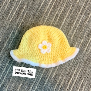 Floral Crochet Baby Bucket Hat PATTERN ONLY