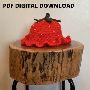 Strawberry Crochet Bucket Hat PATTERN ONLY