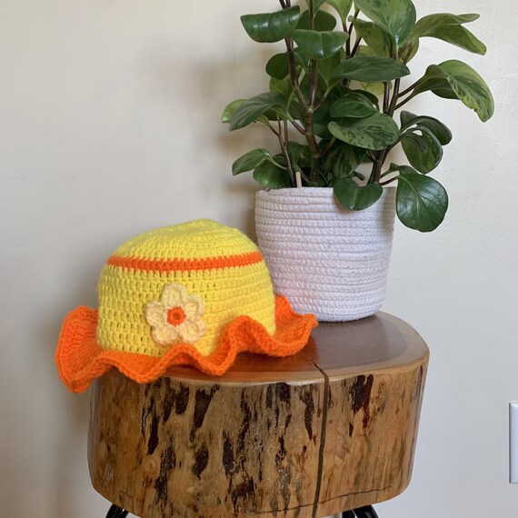 Orange Blossom Crochet Bucket Hat 