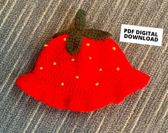 Strawberry Crochet Baby Bucket Hat PATTERN ONLY