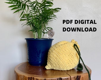 Crochet Lemon Drawstring Bag - PATTERN ONLY