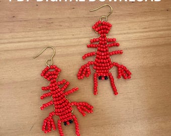 Coastal Seed Bead Beaded Lobster Charm PATTERN ONLY - DIY Instructions