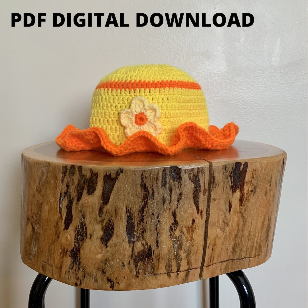 Orange Blossom Bucket Hat Crochet PATTERN ONLY - Strawberry
