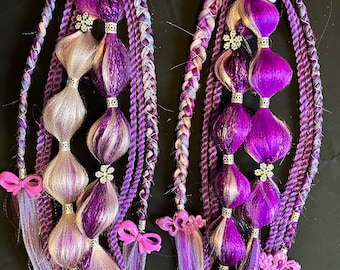 Extensiones de cabello rave trenzadas, colas de caballo trenzadas, extensiones de cabello de color arcoíris