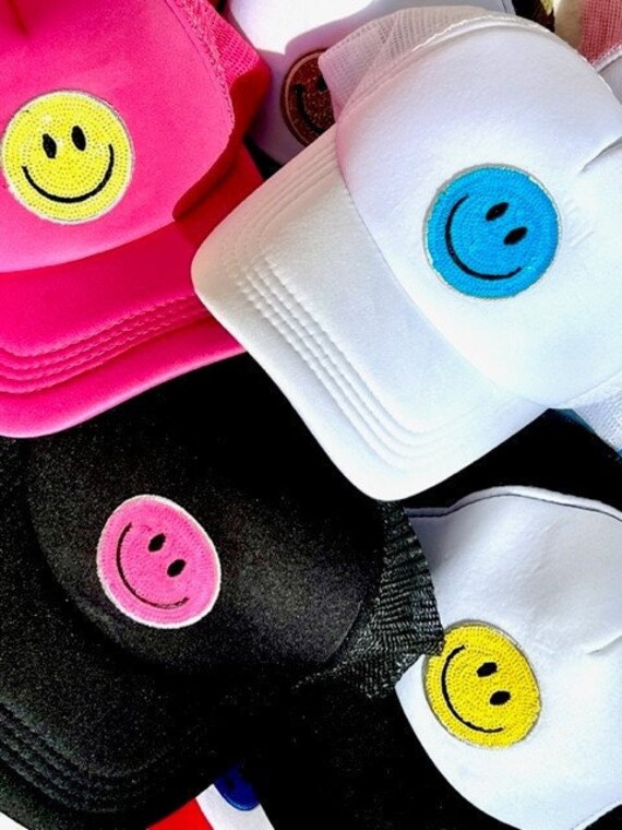 Smiley Face Trucker Hat - Summer Hat - Pool Hat - Trucker Hat - Smiley Face Hat - Paddle Board Hat - Girls Trip Hat