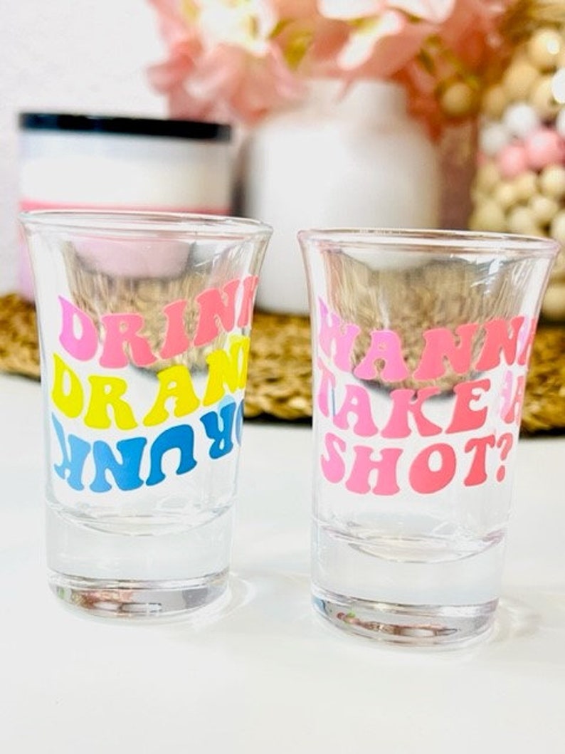 Cute Shot Glasses, Retro Shot Glass, Custom Shot Glass, Girls Trip, Bachelorette Party, College Dorm, 21st Birthday, Gift For Her 