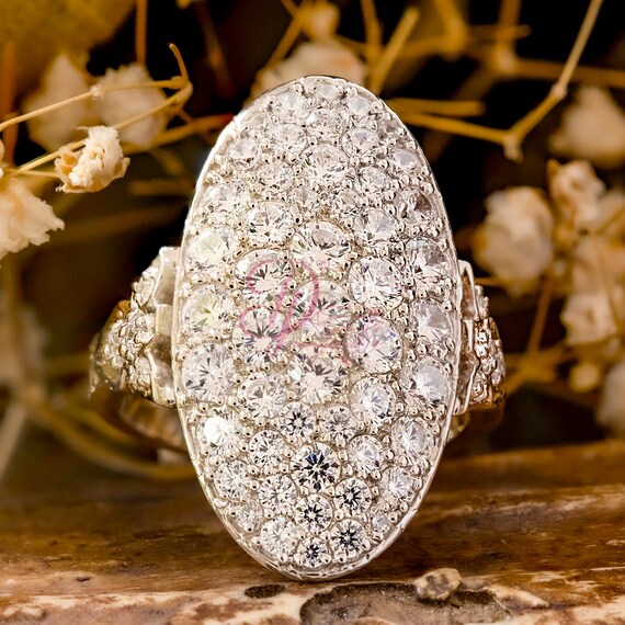 Anello con diamante moissanite taglio rotondo 3,37TCW Anello con