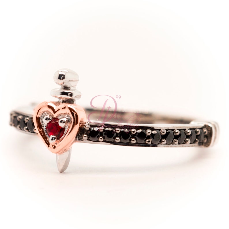 Enchanted Villains Evil Queen Ring Heart Dagger Ring Round - Etsy