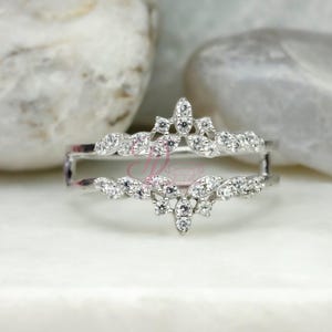 Enhancer Guard Band - Round Moissanite Diamond Band - Unique Style Stacking Band - Women&#39;s Wedding Band - Birthday Gift - Engagement Band