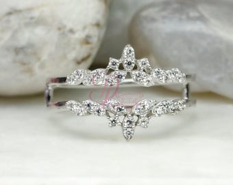 Enhancer Guard Band - Round Moissanite Diamond Band - Unique Style Stacking Band - Women's Wedding Band - Birthday Gift - Engagement Band