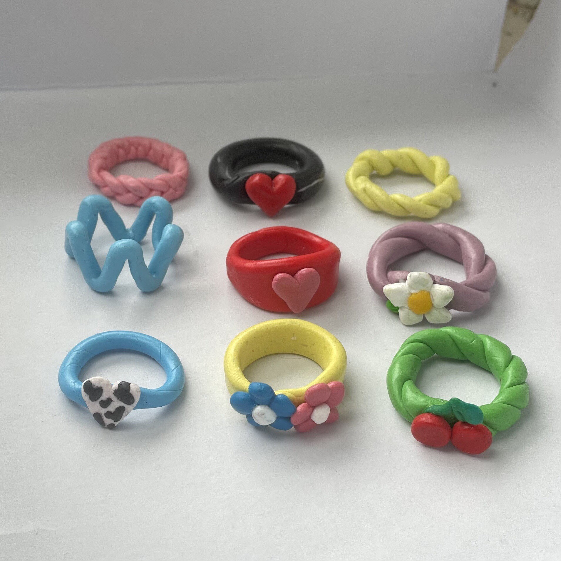 Clays rings pastel clay rings funky pretty clay rings heart Etsy