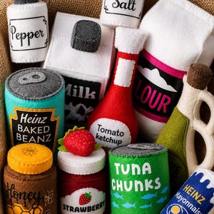 Realistic Handmade Felt Condiments Set Play Food for Kids Kitchen Montessori Toy Pretend Grocery birthday Gift felt toys soft toys