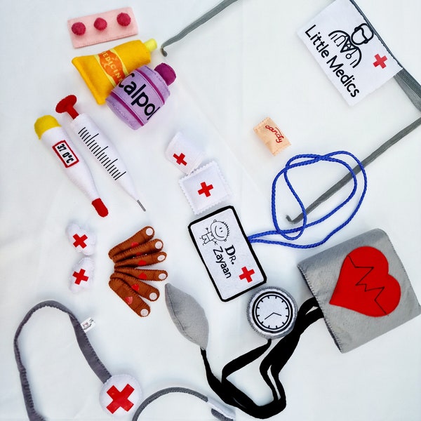 Trousse médicale de premiers secours personnalisée en feutre nouvelle et mise à jour - faire semblant de médecins - jouet de jeu pour enfants