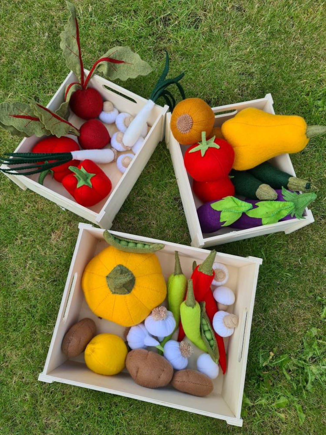 Montessori Felt Vegetables | Pretend Play Food for Kids | Handmade Eco ...
